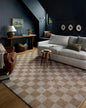 Loloi Chris Loves Julia Calvin Collection CLV-01 Pebble/Ivory 3'-6" x 5'-6" Accent Rug Checkered Neutral Soft Living Room Bedroom Carpet