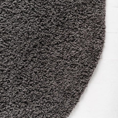 Unique Loom Solid Shag Collection Area Rug (5' 3" x 8' Oval, Graphite Gray)