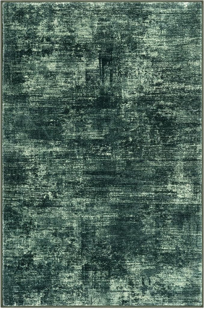 IOHOUZE Abstract Area Rugs 8x10 Ft Washable Large Rugs for Living Room, Non Slip Dining Room Rug, Printed Faux Wool Rugs for Bedroom, Floor Carpet for Office Nursery Playroom, Dark Green