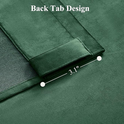Green Velvet Curtains 84 Inches for Living Room, Elegant Thermal Insulated Luxury Drapes Room Darkening Heavy Blackout Curtains for Bedroom, Back Tab Rod Pocket, Dark Green, W52 x L84, 2 Panels