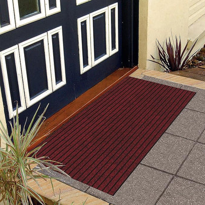 Ottomanson Mud Mat 2' x 4' Entryway Rug - Non-Slip Scraper Doormat for Muddy Paws, Dirt Trapping Indoor/Outdoor Mat for High-Traffic Areas, Kitchen, Garage, Patio, Red