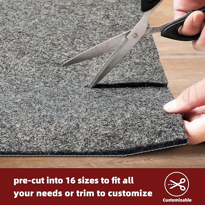BAGAIL Felt and Natural Rubber Backing Rug Pads 1/4” Thick, Round 4 Ft Non Slip Carpet Gripper Keep Rugs in Place, Under Area Rug Protective Cushioned Pads, Carpet Runners, Hardwood Floors Protection