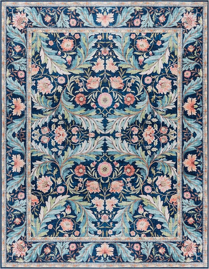 Gertmenian Indoor Boho Area Rug | Home Decor for Entryway, Bedroom, Living Room, Office, Kitchen | Non Slip, Soft, Printed Accent Rugs | Altair, Navy, 9x13 Extra Large, 24507