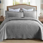 MarCielo 3-Piece 100% Cotton Oversized Bedspread Lightweight Quilt Coverlet Embroidery Farmhouse Bedding Set (Tf Light Grey, Oversized King (118"x106"))