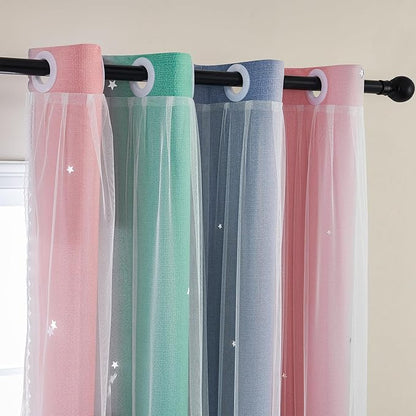 XiDi Curtains for Bedroom Decor, Rainbow Pinkgreen grey52/45