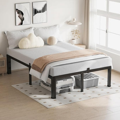 12 Inch Queen Bed Frame, 3500Lbs Heavy Duty Metal Platform with Round Corner Legs Mattress Slide Stopper, Steel Slat Support No Box Spring Needed, Noise Free, Non-Slip, Easy Assembly