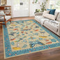 Mushroom Insect Washable Rug 5x7 Area Rugs for Bedroom Non Slip with Rubber Back Low Pile Stain Resistant Butterfly Carpet for Living Room Nursery Kitchen Dining Room Khaki Blue