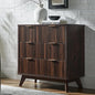 T4TREAM Fluted 3 Drawer Dresser, 32" Tall Modern Chest of Drawers, Curved Profile Design, Wood Drawer Organizer for Bedroom, Living Room, Hallway, Entryway, Dark Walnut