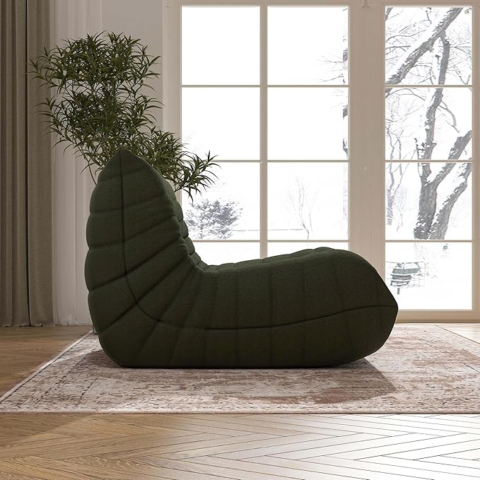 Bean Bag Chair, Fireside Chair Bean Bag Sofa Large Bean Bag Chair for Adults, Bean Bag Chairs for Teens with High Density Comfortable Foam, Memory Foam Lazy Sofa for Living Room, Bedroom (Green)