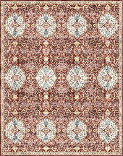 Gertmenian Indoor Bohemian Area Rug - 5x7 Standard, Non-Shedding, Ideal for High Traffic in Living Room, Bedroom, Entryway - Moroccan, Red, 26845
