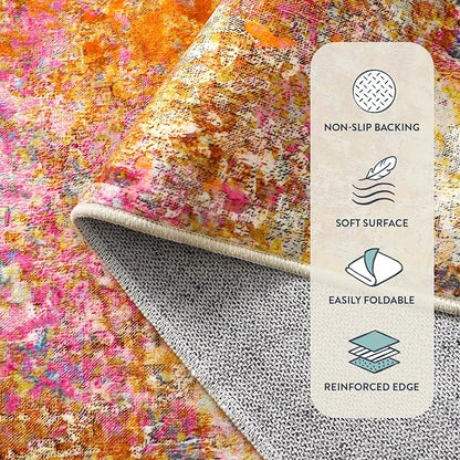 Lahome Modern Abstract Washable 6x9 Area Rugs for Living Room, Colorful Soft Bedroom Rug for Girls Kids Non Slip Stain Resistance, Large Accent Carpet for Kitchen Dining Room Dorm