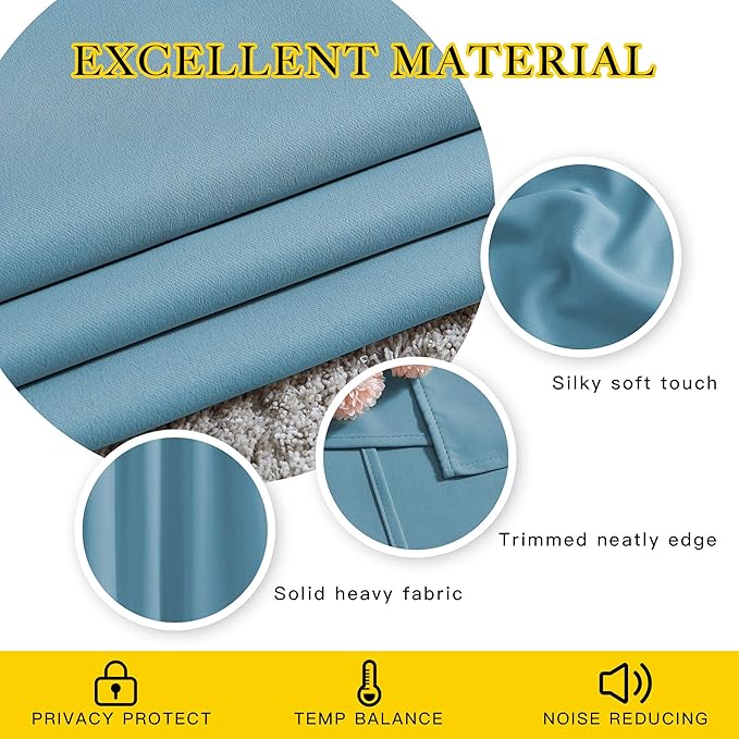 NICETOWN Room Darkening Extra Long Curtains - Home Fashion Ring Top Thermal Insulated Weighted Large Window Treatment Drapes for Nursery (W80 x L108, Teal Blue, Set of 2)