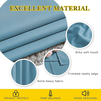 NICETOWN Room Darkening Curtain Panels - Home Fashion Ring Top Thermal Insulated Room Darkening Curtains for Bedroom/Living Room (2 Panels, 80" Wide by 95" Long, Teal Blue)