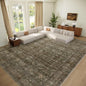 Washable 9x12 Area Rugs for Living Room, Boho Non-Slip Vintage Distress Lager Rugs for Bedroom Dining Room Nursery Office, 0.3" Neutral Oriental Throw Thin Carpet, Rust/Multi
