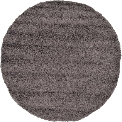 Unique Loom Solid Shag Collection Area Rug (6' 1" Round, Graphite Gray)