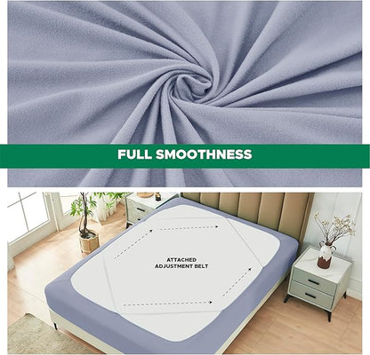 Biscaynebay Decorative Box Spring Cover Queen Size, Silver Grey Luxurious Jersey Knitting Stretchy Wrap Around 4 Sides Bed Skirt for Home/Hotels, Easy Fit Wrinkle & Fade Free Machine Washable