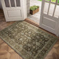 Washable 3x5 Entryway Rug, Boho Non-Slip Vintage Distress Small Rugs for Kitchen Nursery Office Bedroom, 0.3" Neutral Oriental Throw Thin Carpet with Cushioning Pad, Tan/Flaxen/Multi