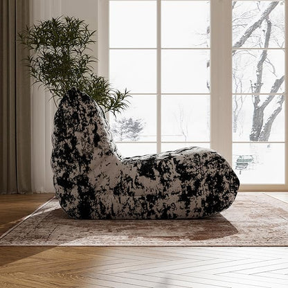 Bean Bag Chair, Fireside Chair Bean Bag Sofa Large Bean Bag Chair for Adults, Bean Bag Chairs for Teens with High Density Comfortable Foam, Memory Foam Bean Bag for Living Room, Bedroom(Black Pattern)