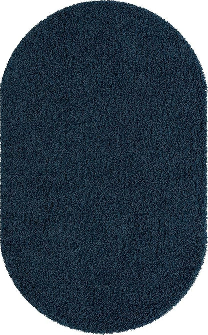 Unique Loom Solid Shag Collection Area Rug (5' 1" x 8' Oval, Sapphire Blue/ Navy Blue)