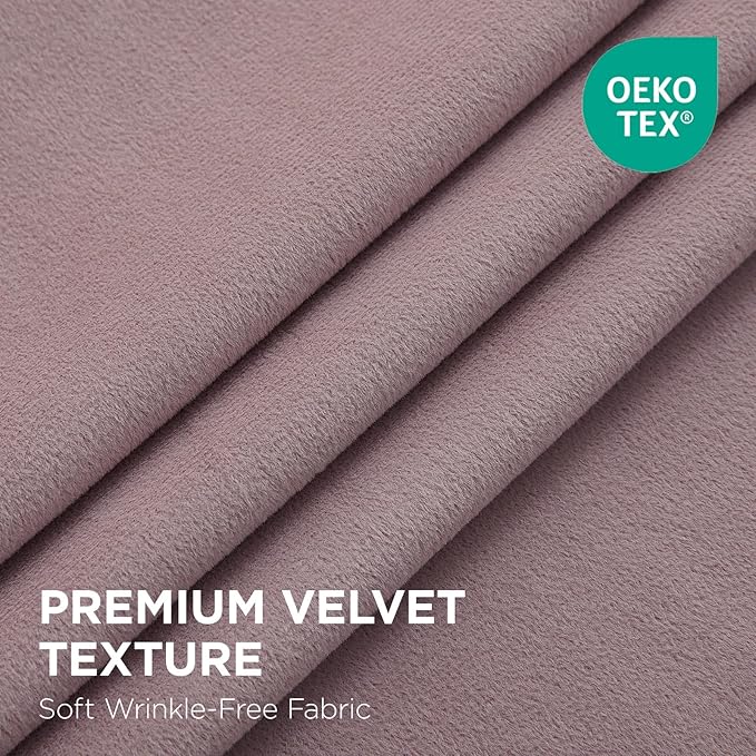 Joydeco Rose Pink 100% Blackout Curtains 84 Inch 2 Panels, Luxury Thermal Pink Velvet Curtains for Bedroom Living Room, Soundproof Blackout Window Drapes, Rod Pocket & Back Tab (52W x 84L)