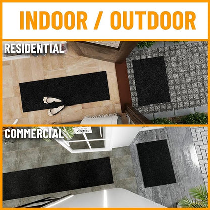 Ottomanson 2'7" x 40' Hallway Runner with Scraper Pile - Extra Durable Non-Slip Rug Mat for Indoor & Outdoor Use - Ideal for Kitchen, Entryway & Garage - High-Traffic Carpet, Black