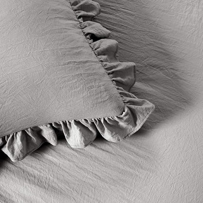Lush Decor Ruffle Skirt Bedspread Set - 3-Piece Luxurious Farmhouse Bedding - Elegant Ruffle Detail - Timeless Style - Soft Lightweight Sheets - King, Dark Gray