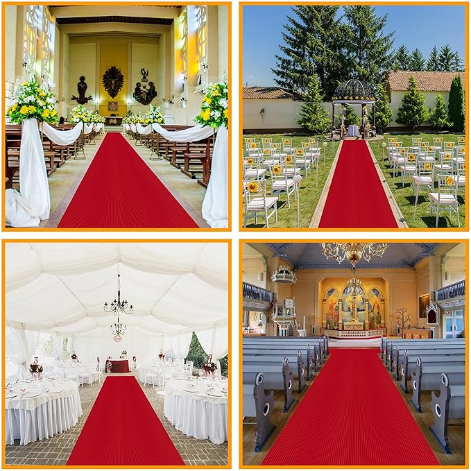 Ottomanson 3'11" x 40' Hallway Runner with Scraper Pile - Extra Durable Non-Slip Rug Mat for Indoor & Outdoor Use - Ideal for Kitchen, Entryway & Garage - High-Traffic Carpet, Red