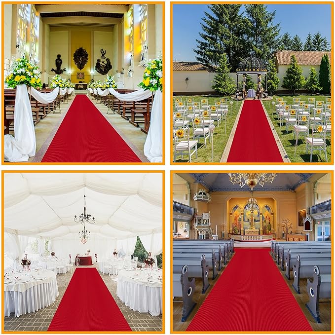 Ottomanson 2'7" x 40' Hallway Runner with Scraper Pile Extra Durable Non-Slip Rug Mat for Indoor & Outdoor Use - Ideal for Kitchen, Entryway, Patio & Garage - High-Traffic Carpet, Red