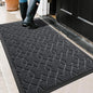 Yimobra Large Door Mat 47x32, All-Season Waterproof Doormat Outdoor Entrance, Heavy Duty Non-Slip Outside Door Mat for Garage Patio Proch Entryway Indoor, Easy Clean, Black Gray