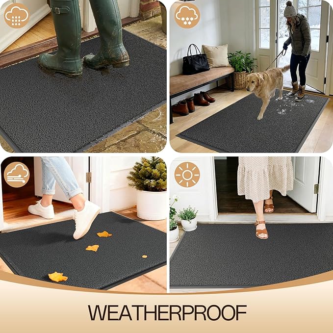 Amyracel Front Door Mat Indoor Outdoor Entrance, 48" x 72" All-Season Waterproof Doormat for Enterway, Heavy Duty Commercial Floor Mat, Fade Resistant, Rubber Back, Low Profile, Easy Clean