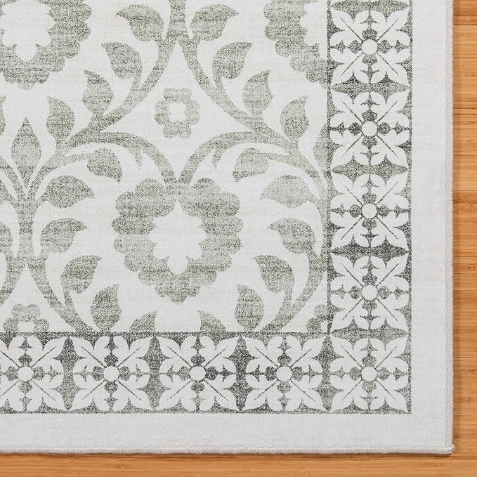 Gertmenian Indoor Boho Area Rug | Home Decor for Entryway, Bedroom, Living Room, Office, Kitchen | Non Slip, Soft, Printed Accent Rugs | Esme, Sage, 9x13 Extra Large, 24570