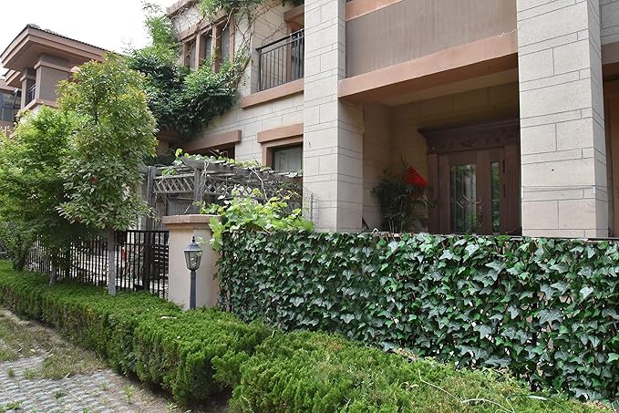GLANT Expandable Fence Privacy Screen for Balcony Patio Outdoor,Decorative Faux Ivy Fencing Panel,Artificial Hedges (Single Sided Leaves) (4, Green-Ivy)