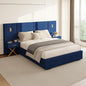 DEINPPA Luxury Queen Bed Frame with Built-in Gold LED Lights and Nightstands, Queen Size Platform Bed with Oversize Upholstered Headboard, No Box Spring Needed-Royal Blue