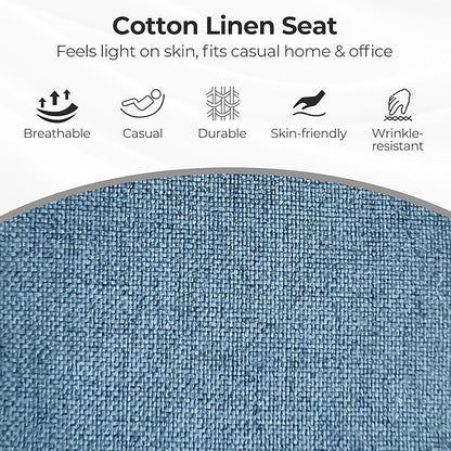 Zouron Mid Century Modern Swivel Accent Chair, Vanity Chair with Wooden Legs, Upholstered Arm Chair No Wheels, Accent Side Chair for Small Space Home Office Living Room Bedroom, Azure