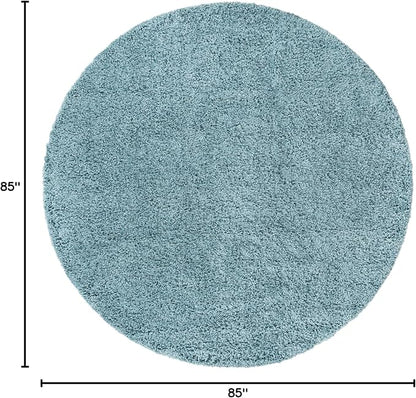 Unique Loom Solid Shag Collection Area Rug (7' 1" Round Light Slate Blue)