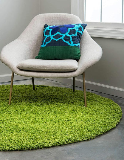 Unique Loom Solid Shag Collection Area Rug (8' Round, Grass Green)