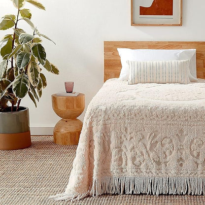 Beatrice Home Fashions Medallion Chenille Bedspread, King, Blush