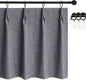 WdFour Small Pinch Pleated, Full Blackout Linen Look Window Curtains for Bathroom, Living Room, Bedroom, Block Lights and Offer Privacy.(Dark Gray,24" W x 24" L)