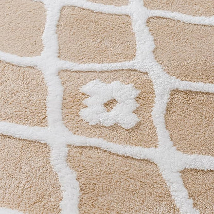 Beige 8x10 Area Rug Moroccan Shag Living Room Washable Carpet Soft Non Shedding Neutral Boho Plush Pile Modern Large Throw Rug for Office Bedroom Dining Room Playroom