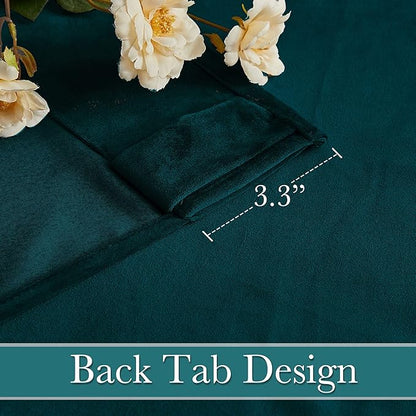 RYB Home Velvet Curtains 108 inches 2 Panels Set - Super Soft Durable Window Drapes Room Darkening Energy Smart Back Tap for Apartment Villa Room Backdrops, Peacock Blue, W52 x L108 inches, 2 Panels