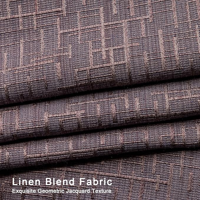 Jacquard Linen Curtains 108 inch Length 2 Panels Thick Faux Linen Blended Window Drapes Burlap Textured Curtains with Grommet for Living Room Bedroom Farmhouse (52x108 Fashion Purple) Natural