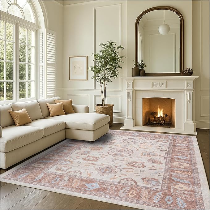 Fame Rugs Brown Modern Oushak Rug 2'6"x7', Washable Vintage Turkish Colorful Oriental Antique Inspired Foldable Small Runner Rugs, Luxury Living Room Bedroom (383BB, 2'6" x 7')