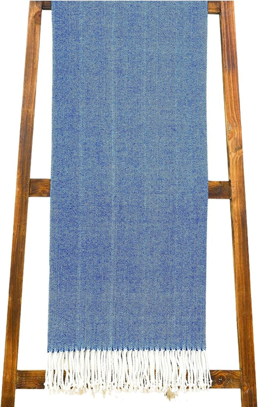 Alashan Cashmere Cotton Acrylic Adirondack Herringbone Woven Throw - Blue Cashmere Throw