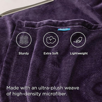 Bedsure GentleSoft Fleece Throw XL Blanket Purple - 300GSM Soft Lightweight Plush Cozy Blankets for Bed, Sofa, Couch, Travel, Camping, 50x70 inches