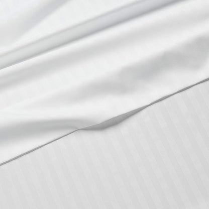 Amazon Basics Soft, Comfortable Queen Size Bed Sheets, Deluxe Microfiber, 4-Piece, Bright White Striped