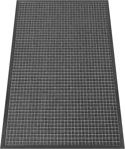 Kuyal Front Door Mat, 3'*5' Door Mat for Inside Outside Entrance,Waterproof Welcome Mats with Non-Slip Backing, Indoor Outdoor Entryway, Commercial Floor Mats, Durable & Easy to Clean, Dark Gray