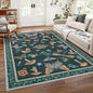 Mushroom Washable Area Rug 6x9 Rugs for Living Room Soft Low-Pile Stain Resistant Thin Carpet for Bedroom Dining Nursery Non Slip Mat with Rubber Black