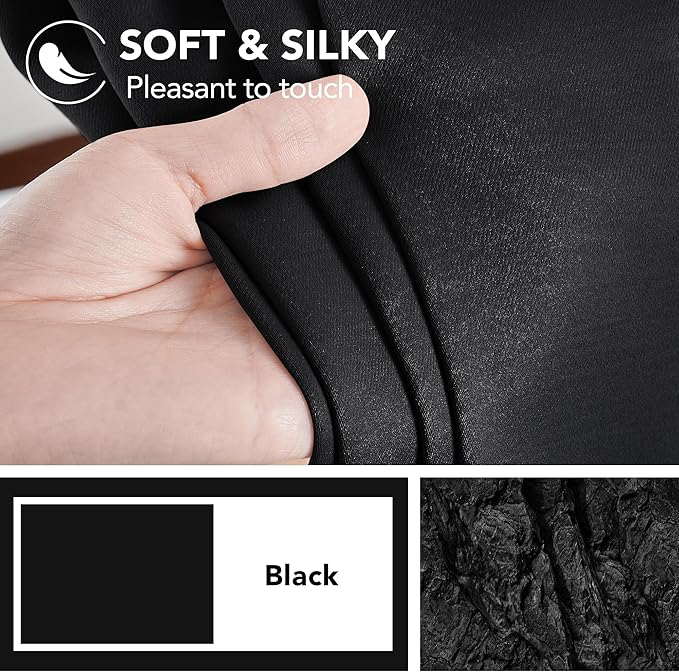 Deconovo Blackout Curtains, Thermal Insulated, W52 x L72 2 Panels, Back Tab, Machine Washable, Room-Darkening Drapes for Bedroom/Living Room Black