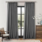 Dark Gray Linen Blackout Pleated 105 Inch Curtains for Living Room Darkening Pinch Pleat 100% Black Out Drapes Thermal Insulated Soundproof Charcoal Grey 105 Inch Curtain for Dining Bedroom