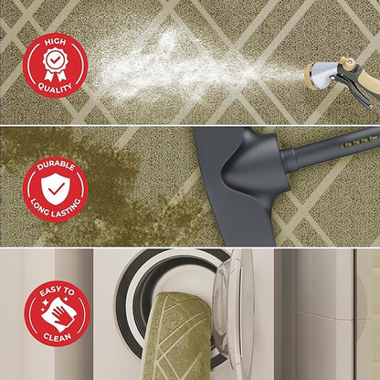 SlipToGrip Universal Door Mat, Plaid Design - Khaki, 42 x 35 - Anti Slip, Durable and Washable, Outdoor and Indoor Floor Welcome Mat - Front Door, Dust Absorbent